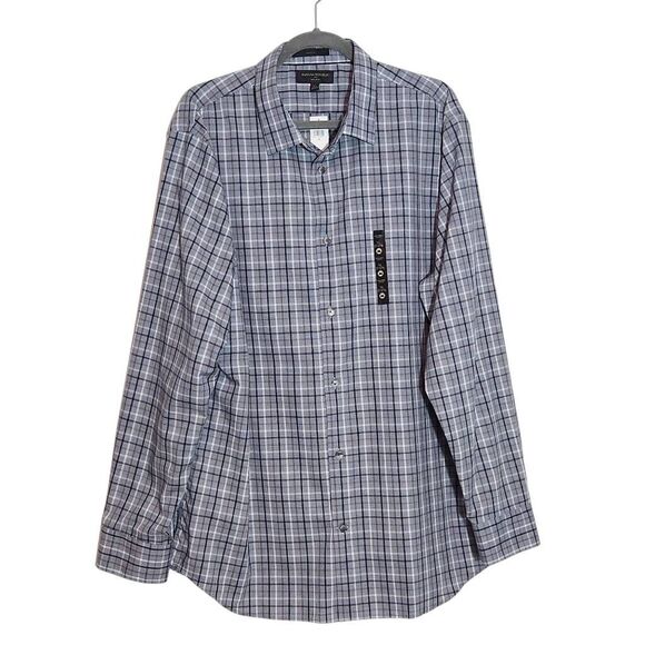 Banana Republic Gray Plaid Button Down Shirt NWT Size XL Preppy Plaid Shirt - Picture 1 of 12